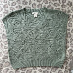 Women's Green Knit Sweater Vest